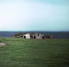 Old Viking-style Icelandic turf farm