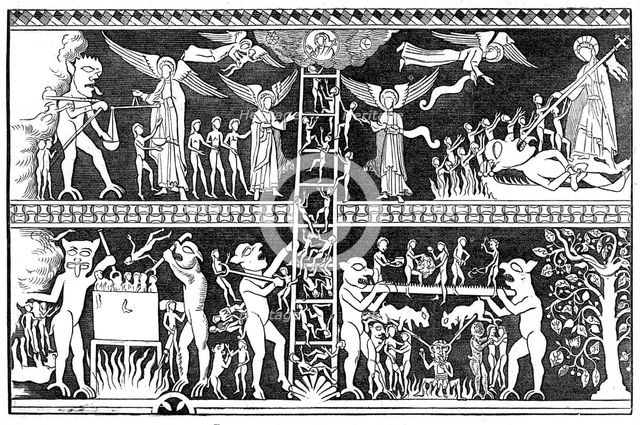 Old wall-painting in Chaldon Church, Surrey, 1872. Creator: Unknown.
