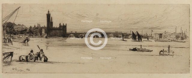 Old Westminster Bridge, 1859. Creator: James Abbott McNeill Whistler.