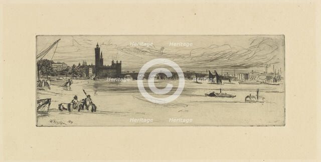 Old Westminster Bridge, 1859. Creator: James Abbott McNeill Whistler.