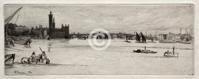 Old Westminster Bridge, 1871. Creator: James McNeill Whistler (American, 1834-1903).