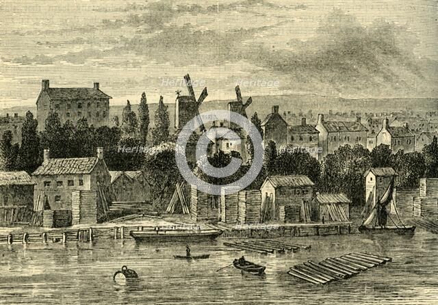 'Old Windmills at Lambeth, about 1750', (c1878). Creator: Unknown.