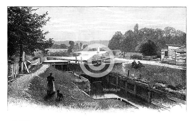 Old Windsor Lock, River Thames, Berkshire, c1888. Artist: Unknown