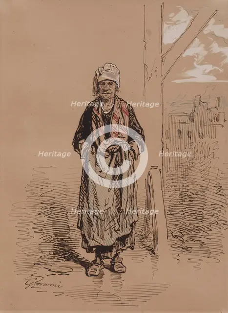 Old Woman, 1852-1866. Creator: Paul Gavarni.