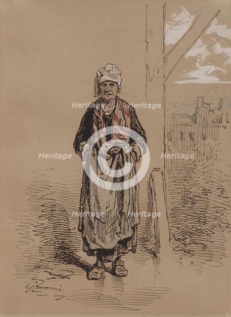 Old Woman, 1852-1866. Creator: Paul Gavarni.