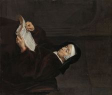 Old Woman Meditating, c.1661-c.1663. Creator: Gabriel Metsu