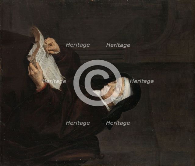 Old Woman Meditating, c.1661-c.1663. Creator: Gabriel Metsu.