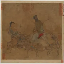 Old woman on ox, with herd-boy and calf, Possibly Ming dynasty, 1368-1644. Creator: Unknown