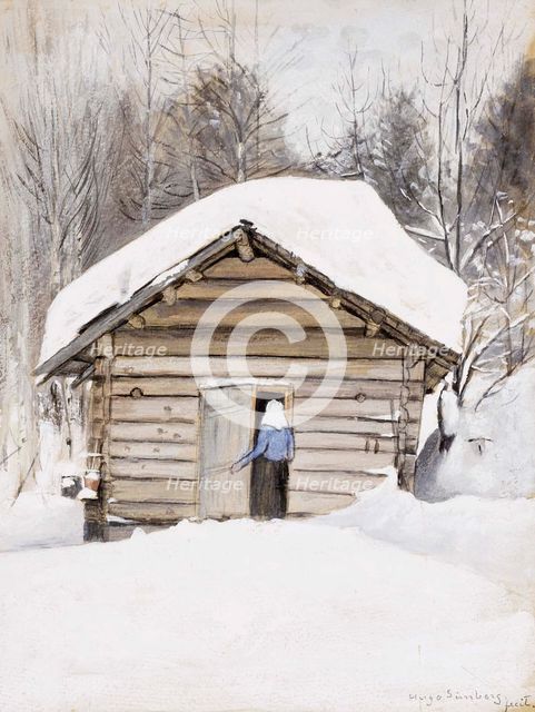 Old Woman at the Sauna Door, c1900. Creator: Hugo Simberg.