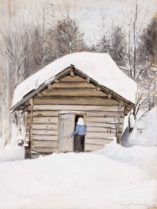 Old Woman at the Sauna Door, c1900. Creator: Hugo Simberg