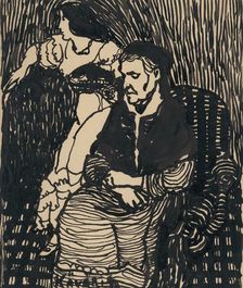 Old woman and young girl, 1908-1912. Creator: Konstantín Kövári-Kacmarik