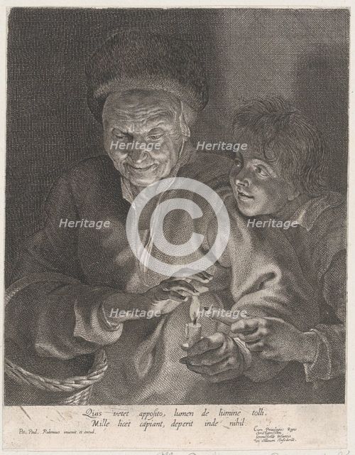 Old woman and a boy with candles, ca. 1620-30., ca. 1620-30. Creator: Possibly by Paulus Pontius.