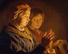 Old Woman And A Boy By Candlelight, 1630-1650. Creator: Matthias Stomer