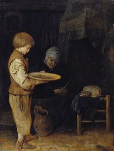 Old Woman and Boy Take a Modest Meal, 1648?. Creator: Gerard Terborch II