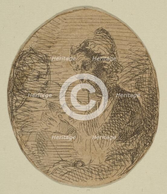 Old Woman and Child in Oval (from Sketches on the Coast Survey Plate), 1854-55. Creator: James Abbott McNeill Whistler.