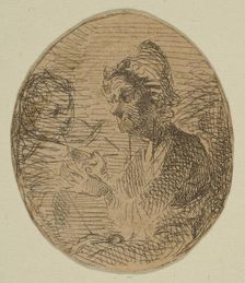 Old Woman and Child in Oval (from Sketches on the Coast Survey Plate), 1854-55. Creator: James Abbott McNeill Whistler