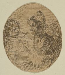 Old Woman and Child in Oval (from Sketches on the Coast Survey Plate), 1854-55. Creator: James Abbott McNeill Whistler