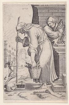Old Woman Approaching the Grave, dated 1528. Creator: Agostino Veneziano