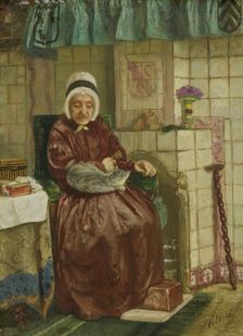 Old Woman by the Fireplace, c.1850-c.1875. Creator: August Allebe