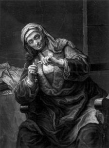Old Woman Cutting Her Nails 18th or 19th century. Artist: J Haid