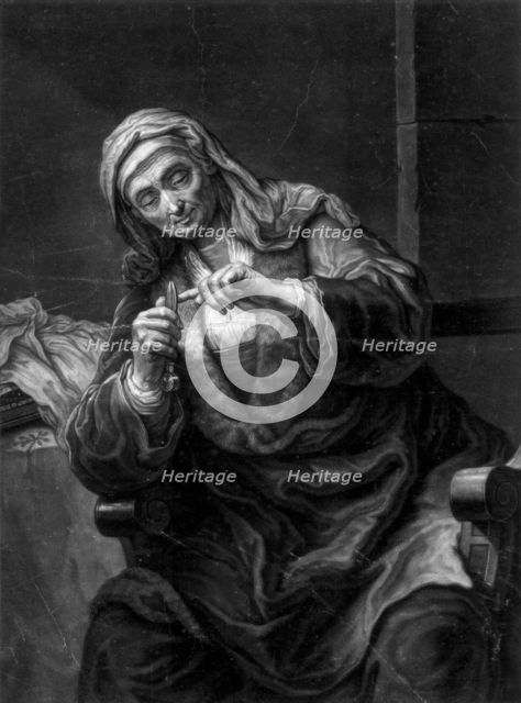 'Old Woman Cutting Her Nails', 18th or 19th century. Artist: J Haid