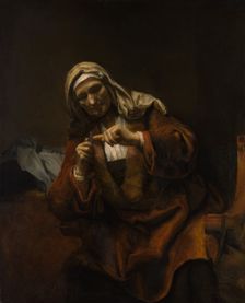 Old Woman Cutting Her Nails, ca. 1655-60. Creator: Style of Rembrandt (Dutch, second or third quarter 17th century)