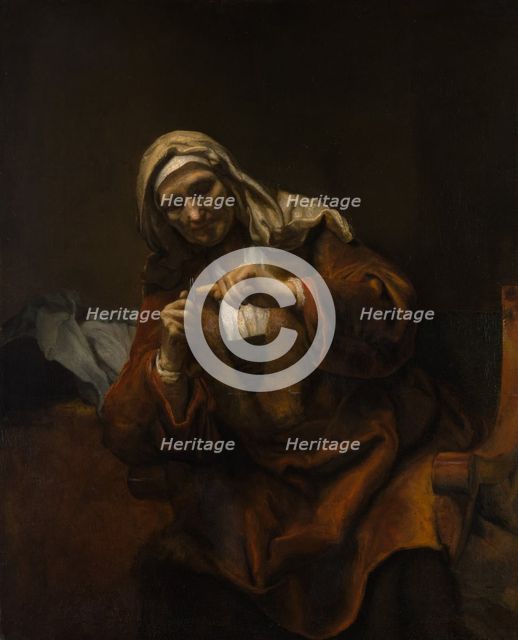 Old Woman Cutting Her Nails, ca. 1655-60. Creator: Style of Rembrandt (Dutch, second or third quarter 17th century).
