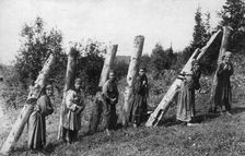 Old Woman Collecting Wood, 1913. Creator: GI Ivanov