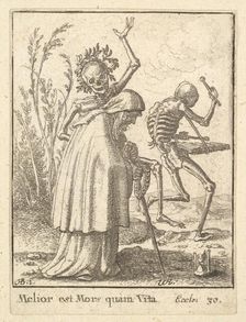 Old woman, from the Dance of Death, 1651. Creator: Wenceslaus Hollar