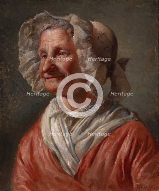 Old Woman in a White Bonnet; A Smiling Old Woman, 1868. Creator: Karl Emanuel Jansson.