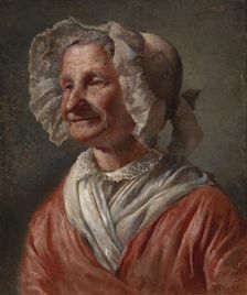 Old Woman in a White Bonnet; A Smiling Old Woman, 1868. Creator: Karl Emanuel Jansson