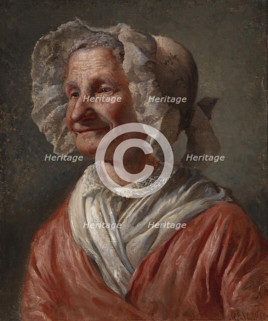 Old Woman in a White Bonnet; A Smiling Old Woman, 1868. Creator: Karl Emanuel Jansson.