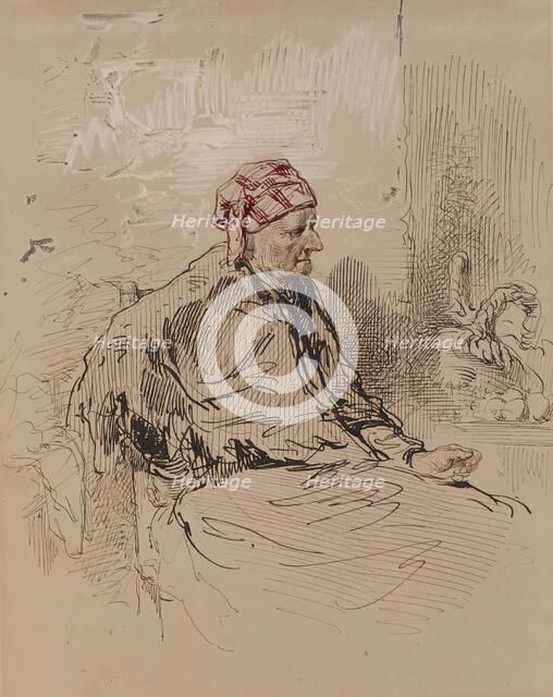 Old Woman in Red Cap, 1852-1866. Creator: Paul Gavarni.