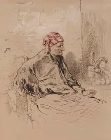 Old Woman in Red Cap, 1852-1866. Creator: Paul Gavarni