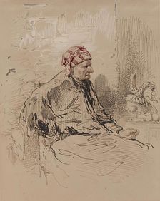Old Woman in Red Cap, 1852-1866. Creator: Paul Gavarni