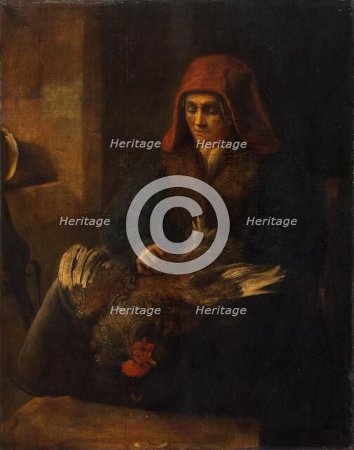Old Woman Plucking a Fowl, 1650/1655. Creator: Anon.