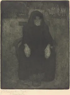 Old Woman, posthumous printing after 1919 by Felsing. Creator: Paula Modersohn-Becker