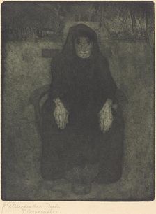 Old Woman, posthumous printing after 1919 by Felsing. Creator: Paula Modersohn-Becker