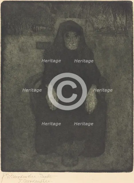 Old Woman, posthumous printing after 1919 by Felsing. Creator: Paula Modersohn-Becker.