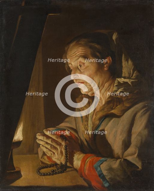 Old Woman Praying, late 1630s or early 1640s. Creator: Matthias Stomer.