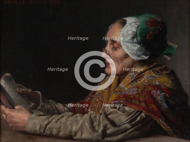 Old Woman Reading, 1883. Creator: Arvid Liljelund.