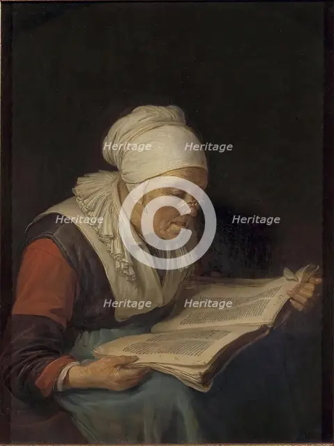 Old Woman Reading a Book, 1665. Creator: Gerrit Dou.