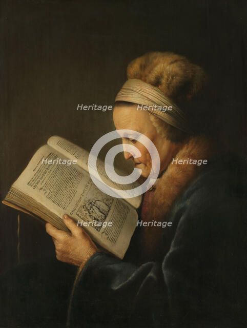Old Woman Reading, c.1631-c.1632. Creator: Gerrit Dou.