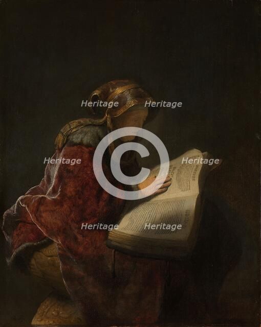 Old Woman Reading, Probably the Prophetess Anna, 1631. Creator: Rembrandt Harmensz van Rijn.