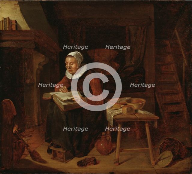 Old Woman Reading the Bible, 1663. Creator: Gerritsz Quiringh van Brekelenkam.