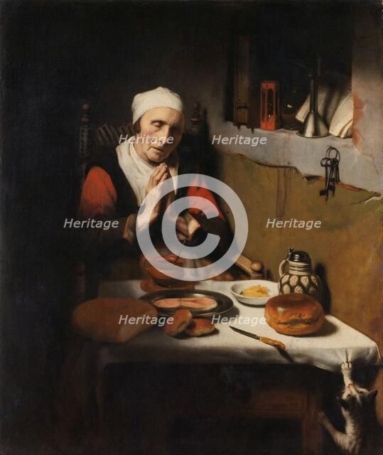 Old Woman Saying Grace, Known as ‘The Prayer without End’, c.1656. Creator: Nicolaes Maes.