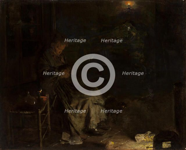 Old Woman Watching over a Dead Body I, 1878-1890. Creator: Aleksander Gierymski.