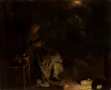 Old Woman Watching over a Dead Body I, 1878-1890. Creator: Aleksander Gierymski
