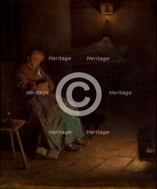 Old Woman Watching Over a Dead Body II, between 1890-1899. Creator: Aleksander Gierymski.