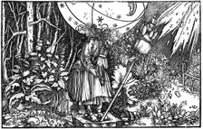 Old woman (witch or fairy) spinning, 1547. Artist: Hans Holbein the Younger